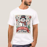 T-shirt Joyeux Snowman Christmas Tee<br><div class="desc">Entrez dans l'esprit des vacances avec ce joyeux t-shirt de Noël avec un adorable bonhomme de neige entouré de décorations festives, d'arbres et de flocons de neige. Le message lumineux "Joyeux Noël" et "Laisser neiger" se propagera partout où vous irez ! Idéal pour les fêtes de fin d'année, les fêtes...</div>