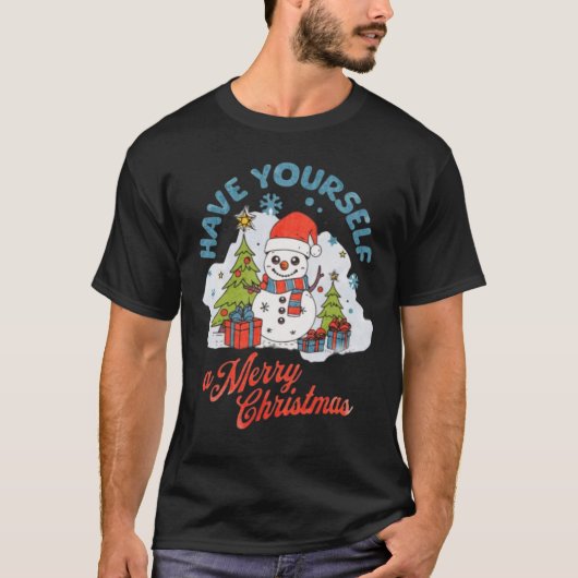 T-shirt Joyeux Snowman Design de Noël (Devant)
