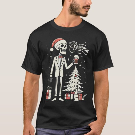 T-shirt Joyeux squelette de Noël (Devant)