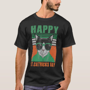 T-shirt Joyeux St Cat Tricks Day Shamrock Casquette Vintag