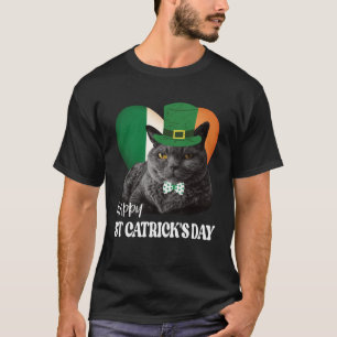 T-shirt Joyeux St Catrick's Day St Patrick Cat Drapeau irl