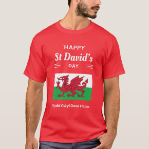 T-shirt Joyeux St David's Day Dydd Gala Gallois Dewi Hapus