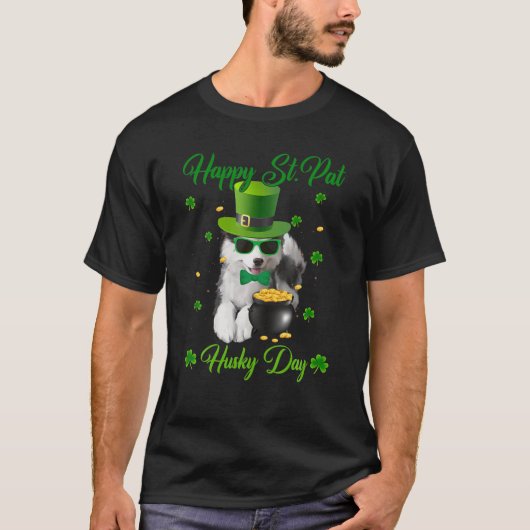 T-shirt Joyeux St. Pat Husky Day Chien St. Patrick's Day (Devant)