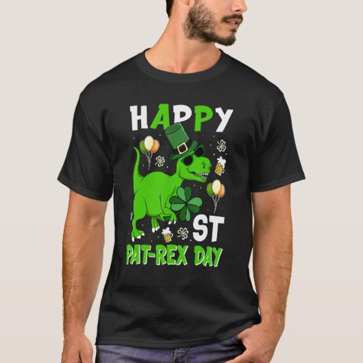 T-shirt Joyeux St Pat Rex Day Leprechaun Dinosaur Irlandai (Devant)