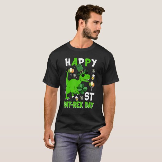 T-shirt Joyeux St Pat Rex Day Leprechaun Dinosaur Irlandai (Devant entier)