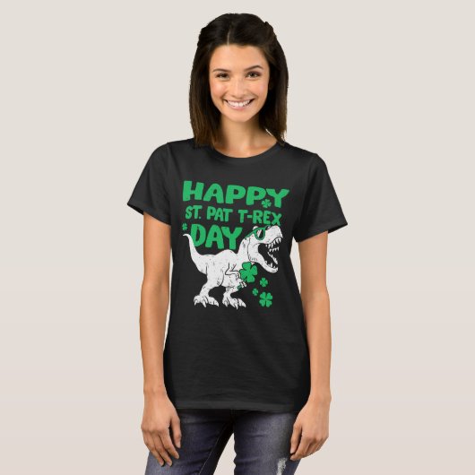 T-shirt Joyeux St Pat T-Rex Saint Patrick's Day Dinosaur B (Devant entier)
