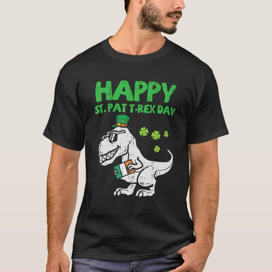 T-shirt Joyeux St Pat Trex Day S Irlandais Dino Saurus Tre (Devant)