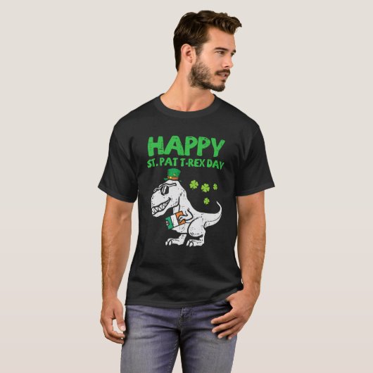 T-shirt Joyeux St Pat Trex Day S Irlandais Dino Saurus Tre (Devant entier)