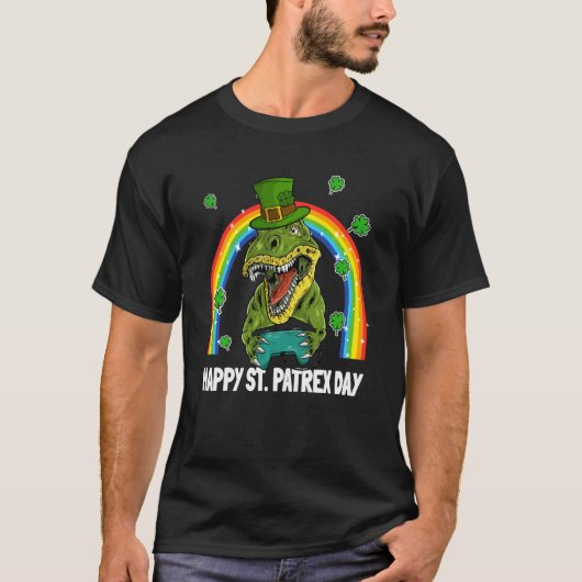 T-shirt Joyeux St Patrex Day Dinosaur Leprechaun Vidéo Cas (Devant)