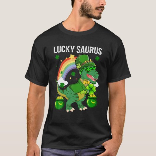 T-shirt Joyeux St Patrick Day Drôle Lucky Cute Saurus Rain (Devant)