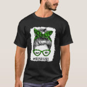 T-shirt Joyeux St Patrick Day Funny Messy Bun Shamrock Ban (Devant)