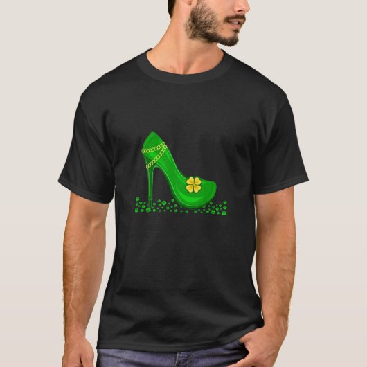 T-shirt Joyeux St Patrick Day Green Womens High Heeled Cha (Devant)