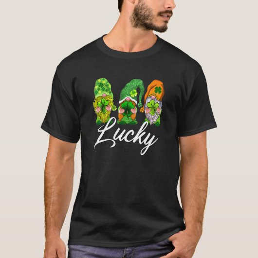T-shirt Joyeux St Patrick S Jour Trois Gnomes Shamrock Luc (Devant)