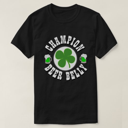 T-shirt Joyeux St Patrick's Day CHAMPION BEER BELLY (Design devant)