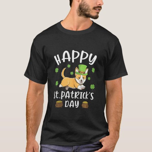 T-shirt Joyeux St Patrick's Day Funy Saint Patricks Corgi (Devant)