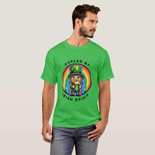 T-shirt Joyeux St Patrick's Day Leprechaun avec bière vert (Devant entier)