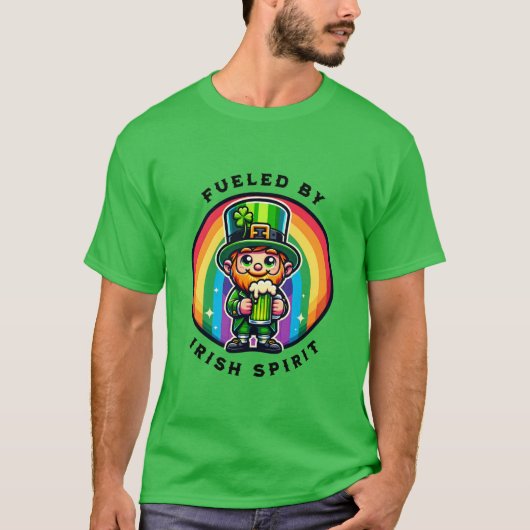 T-shirt Joyeux St Patrick's Day Leprechaun avec bière vert (Devant)