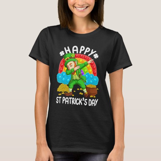 T-shirt Joyeux St Patrick's Day Leprechaun Pop It Rainbow  (Devant)