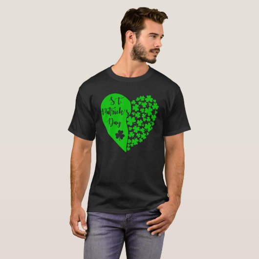 T-shirt Joyeux St.Patrick's Day Lucky Clover Heart Lucky D (Devant entier)