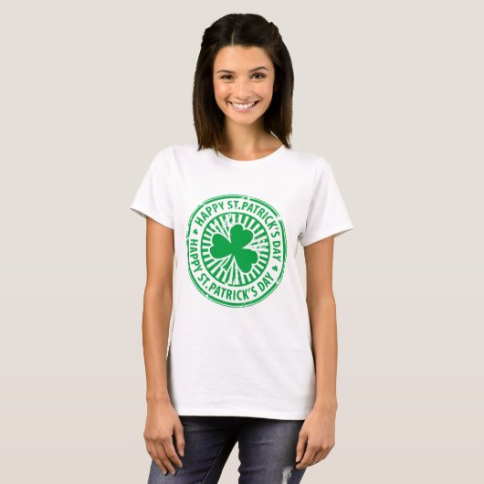 T-shirt Joyeux St Patrick's Day Vert Clover Irlandais mign (Devant entier)