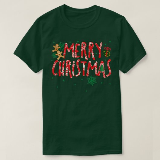T-shirt Joyeux Sucre de canne de Noël Gingerbrea (Design devant)