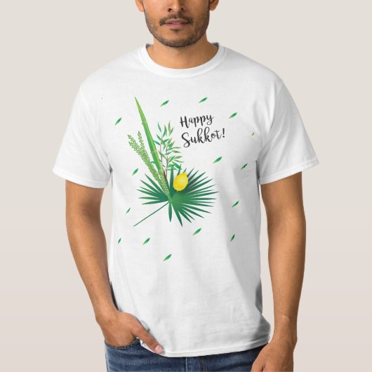 T-shirt Joyeux Sukkot Lulav et Motif d'aquarelle Etrog (Devant)