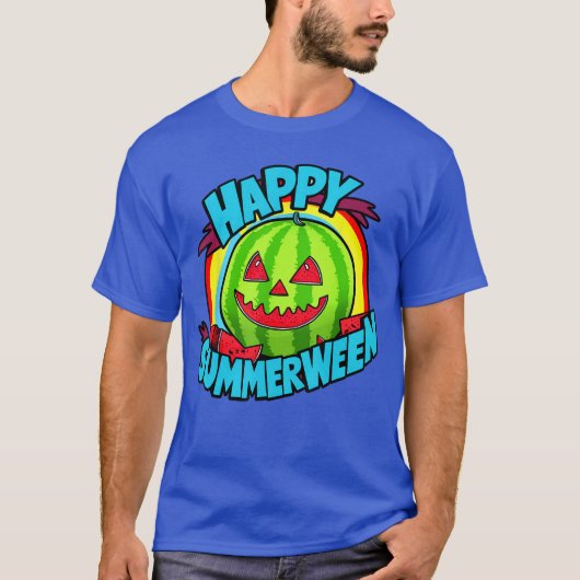 T-shirt Joyeux Summerween Été Pastèque Jackolantern Ha (Devant)