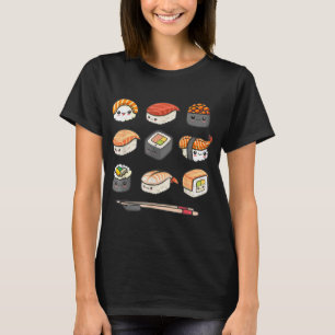 T-shirt Joyeux Sushi Anime Kawaii Joue Nourriture Japonais
