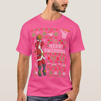T-shirt Joyeux Swishmas Vilain Christmas Basket Père Noël