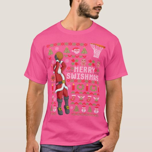 T-shirt Joyeux Swishmas Vilain Christmas Basket Père Noël  (Devant)