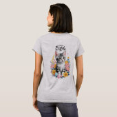 T-shirt Joyeux Tabby Gris de Pâques avec fleurs (Dos entier)