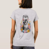 T-shirt Joyeux Tabby Gris de Pâques avec fleurs (Dos)