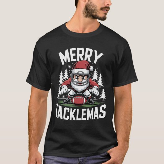 T-shirt Joyeux Tacklemas Football Père Noël Noël Noël Noël (Devant)
