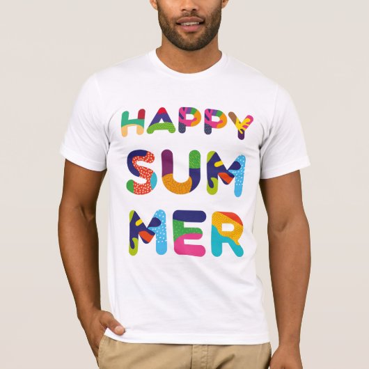 T-shirt Joyeux texte coloré été (Devant)