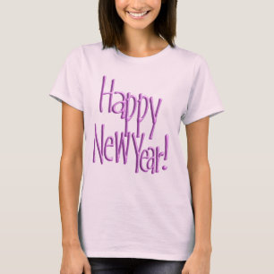 T-shirt Joyeux texte rose du Nouvel An