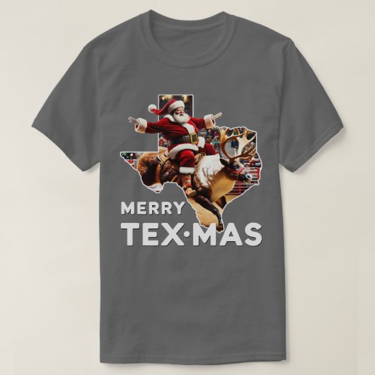 T-shirt Joyeux Textes Texas Noël Père Noël Reindeer Rodeo (Design devant)