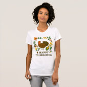T-shirt Joyeux Thanksgiving Dinde Blanche (Devant entier)