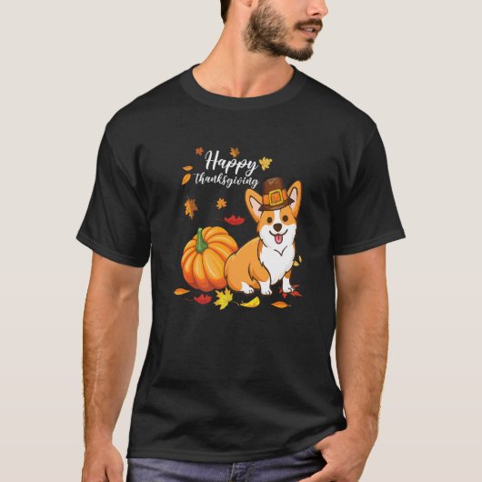 T-shirt Joyeux Thanksgiving Welsh Corgi Automne Fall Thank (Devant)