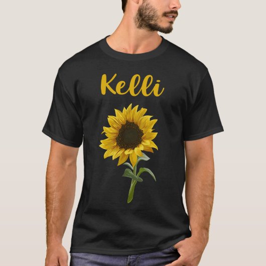 T-shirt Joyeux tournesol - Nom Kelli (Devant)
