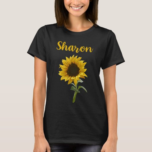 T-shirt Joyeux tournesol - Nom Sharon (Devant)