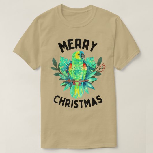 T-shirt Joyeux Tropical Christmas Amazon Parrot Amazon Aqu (Design devant)
