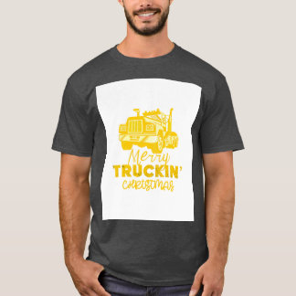 T-shirt Joyeux Truckin Noël Jaune cadeau de fête pour Tr