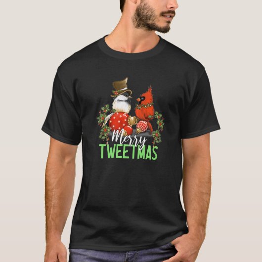 T-shirt Joyeux Tweetmas Noël BirdRed Cardinal Chick (Devant)