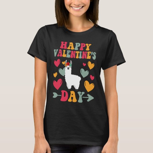 T-shirt Joyeux Valentin Llama Heart Love Super (Devant)