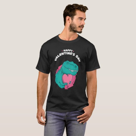 T-shirt Joyeux Valentin S Day Dino Drôle Avec Coeur Valent (Devant entier)