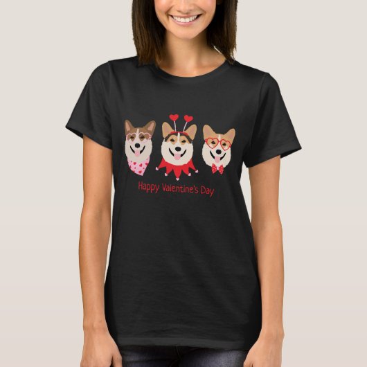T-shirt Joyeux Valentines Day Pembroke Welsh Corgi Chiens (Devant)
