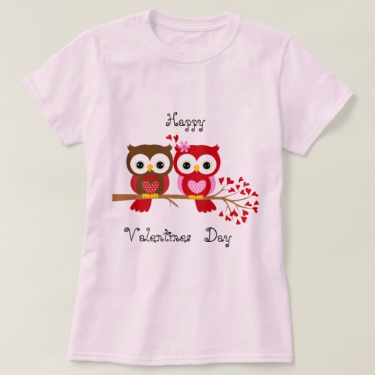 T-shirt Joyeux Valentines Jour Hibou Amour (Design devant)