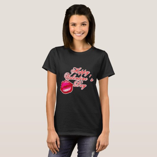 T-shirt Joyeux Valentines Jour Kiss (Devant entier)