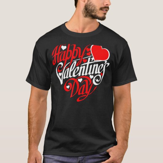 T-shirt Joyeux Valentines Jour Saint Valentin Forme de coe (Devant)
