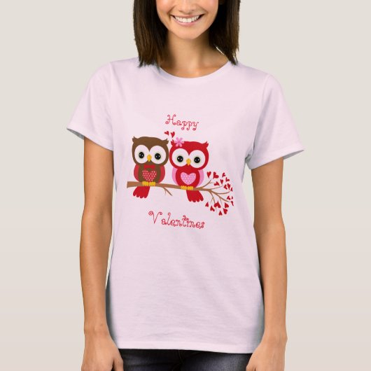 T-shirt Joyeux Valentines Owl Love (Devant)